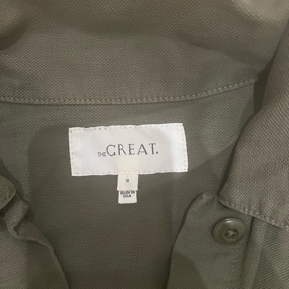 The Great green / olive / army shirt jacket with peplum detail.  Size 0 / XS. - Picture 3 of 3